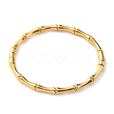Ion Plating(IP) 304 Stainless Steel Bamboo Hinged Bangle for Women BJEW-D055-04G-1