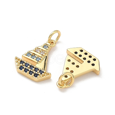 Brass Micro Pave Cubic Zirconia Pendants KK-C252-09G-1
