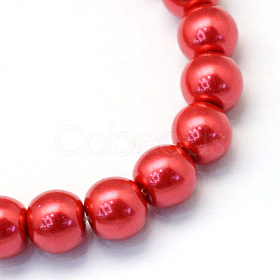 Baking Paint Pearlized Glass Pearl Round Bead Strands HY-Q330-8mm-74-1