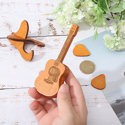 1 Set Guitar Shaped Wood Guitar Pick Box Holder Collector with Magnetic Clasps CON-CA0001-026-1