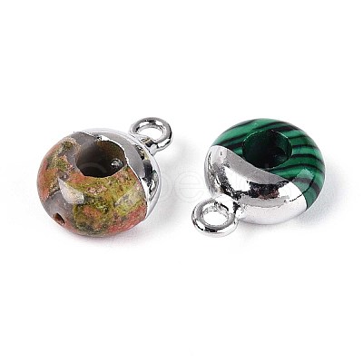 Natural & Synthetic Mixed Stone Rondelle Charms G-T144-71M-1