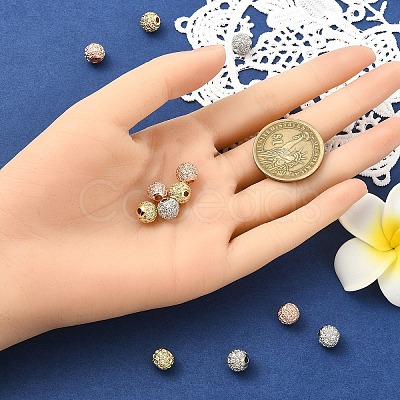 12Pcs 3 Colors Brass Cubic Zirconia Beads ZIRC-YW0001-25-1