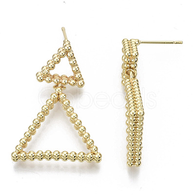 Brass Dangle Stud Earring KK-N232-106G-NF-1