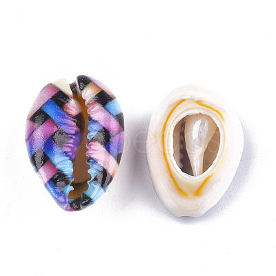 Printed Cowrie Shell Beads X-SSHEL-T007-16E-1