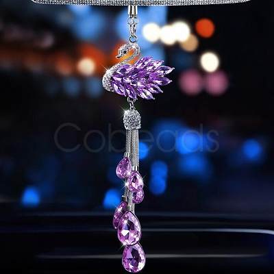 Metal Rhinestone Swan Pendant Decorations PW-WG1FFD4-03-1