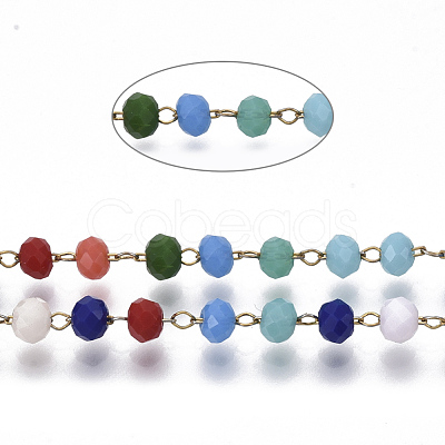 Handmade Faceted Glass Beaded Chains CHS-T003-06G-1