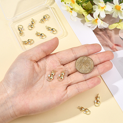 10Pcs Brass Pave Cubic Zirconia Pendants KK-BBC0022-58-1