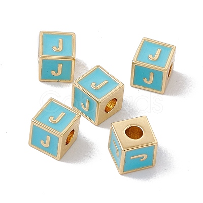 Rack Plating Brass Enamel Beads KK-B060-04G-06J-1