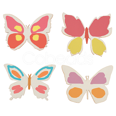 48Pcs 4 Style Unfinished Wood Cutouts WOOD-GO0001-01-1