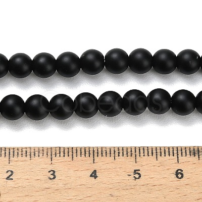 Natural Black Onyx(Dyed & Heated) Beads Strands G-Z024-01B-6mm-1