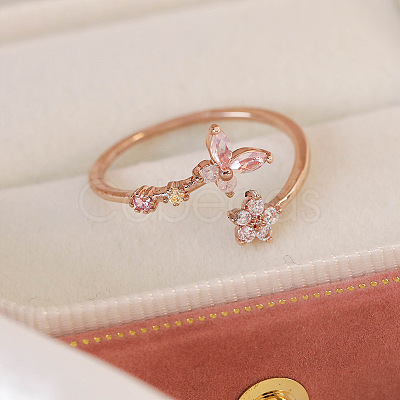 Adjustable Brass Micro Pave Cubic Zirconia Open Cuff Rings for Women LS-EC9353-9-1