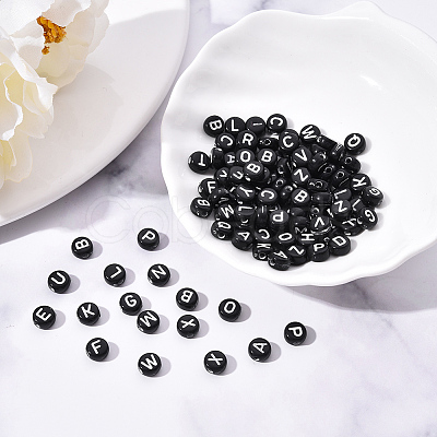 Craft Black Acrylic Beads SACR-YW0001-05-1