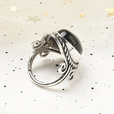 Natural Obsidian Adjustable Rings RJEW-I108-01AS-17-1