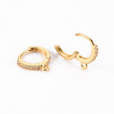 Brass Micro Pave Clear Cubic Zirconia Hoop Earring Findings X-ZIRC-S068-009B-NF-1