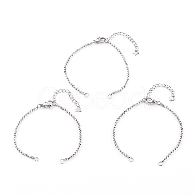 Tarnish Resistant 304 Stainless Steel Box Chain Bracelet Making Sets AJEW-JB00942-1