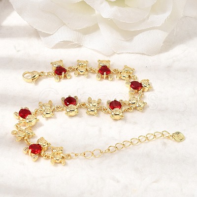 Brass Micro Pave Cubic Zirconia Link Chain Bracelets for Women BJEW-D457-01G-01-1