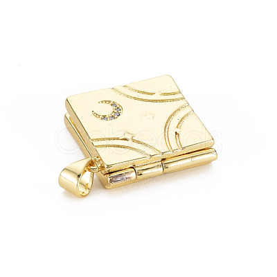 Brass Micro Pave Clear Cubic Zirconia Diffuser Locket Pendants for Teachers' Day ZIRC-T004-96G-NF-1