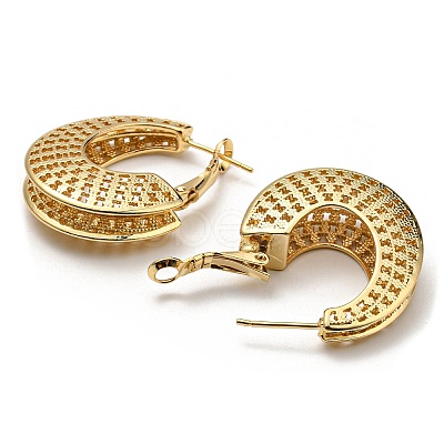 Rack Plating Brass Hollow Teardrop Hoop Earrings EJEW-D063-03G-1