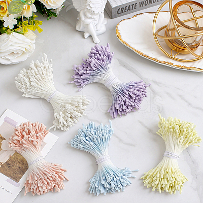 5 Bundles 5 Colors Gypsum with Cotton Cord Artificial Flower Core DIY-GF0014-07A-1