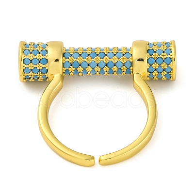 Rack Plating Brass Micro Pave Cubic Zirconia Cuff Rings for Women KK-M021-02G-02-1