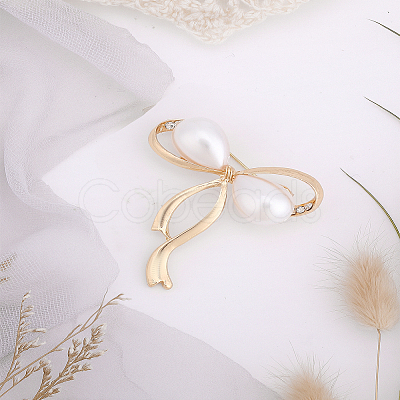 1Pc Bowknot Alloy Rhinestone Brooches for Women JEWB-LP0010-19KCG-1