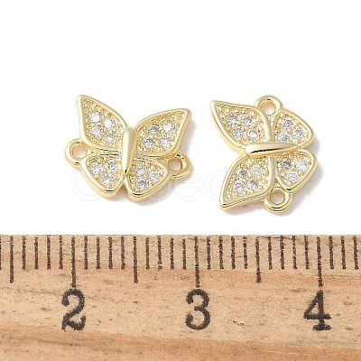 Brass Micro Pave Clear Cubic Zirconia Butterfly Connector Charms KK-Q031-04G-1