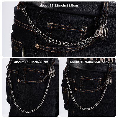 3 Sets 3 Styles Aluminium Twisted Chains for Jeans Pants HJEW-SP0001-53-1