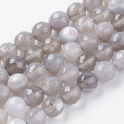 Natural Striped Agate/Banded Agate Beads Strands X-G-G581-8mm-09-1