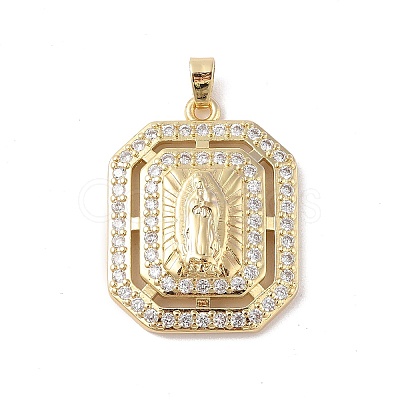 Brass Cubic Zirconia Pendants KK-Z050-32G-01-1
