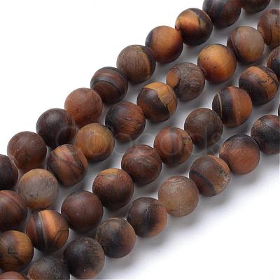 Natural Tiger Eye Round Bead Strands G-T055-4mm-04-1