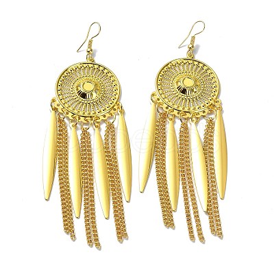 Golden Alloy Chandelier Earrings LS-EJEW-D092-03D-G-1
