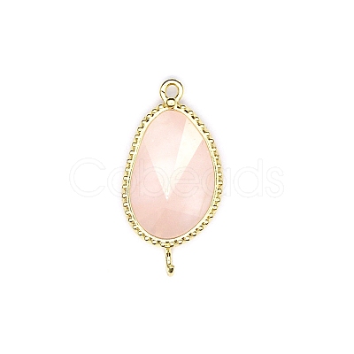 Natural Rose Quartz Connector Charms PW-WG24A41-06-1
