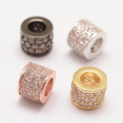 Brass Micro Pave Grade AAA Cubic Zirconia European Beads ZIRC-G090-54-NR-1