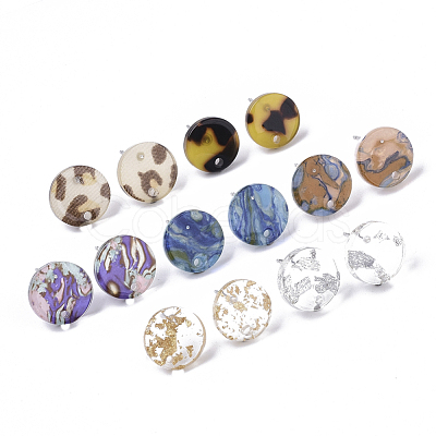 Cellulose Acetate(Resin) Stud Earring Findings KY-R022-015-1