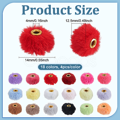 72Pcs 18 Colors Imitation Mink Fur European Beads FIND-FG0004-37A-1