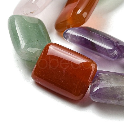 Natural Amethyst & Rose Quartz & Red Agate & Green Aventurine & Tiger Eye Beads Strands G-T121-24-1