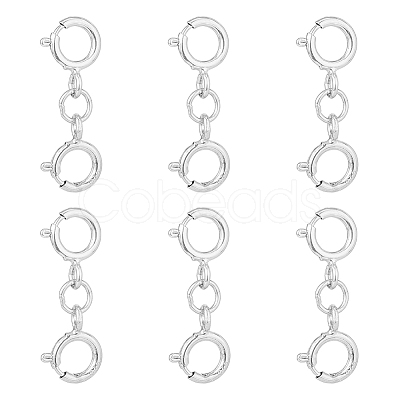 DICOSMETIC 6Pcs 925 Sterling Silver Double Spring Ring Clasps STER-DC0001-22-1