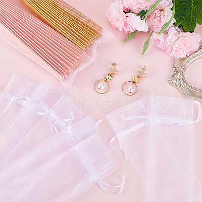 100Pcs Rectangle Mesh Polyester Gift Bags ABAG-GF0001-33-1