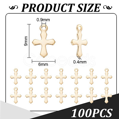 100Pcs 304 Stainless Steel Tiny Cross Charms FIND-UN0004-03-1