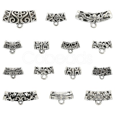 70Ppcs 14 Styles Tibetan Style Alloy Tube Bails FIND-CJ0002-99-1