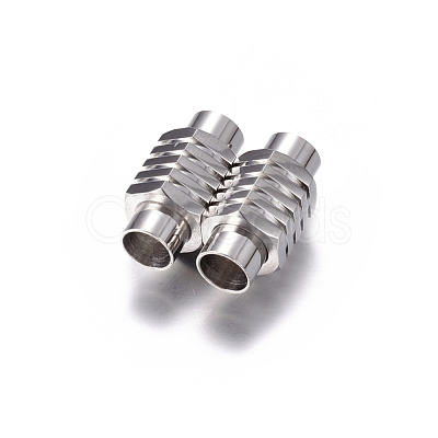 Tarnish Resistant 304 Stainless Steel Magnetic Clasps with Glue-in Ends STAS-H055-2-1