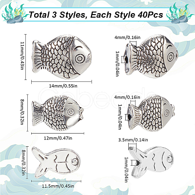 120Pcs 3 Styles Tibetan Style Alloy Beads TIBEB-SC0001-36-1