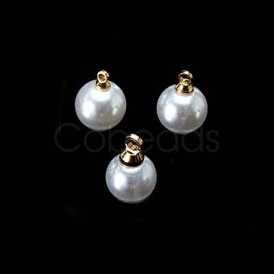 Round Acrylic Pearl Charms KK-E670-01G-1
