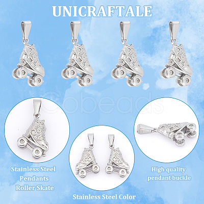 8Pcs 304 Stainless Steel Pendants STAS-UN0045-35P-1