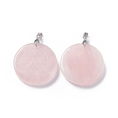 Natural Rose Quartz Pendants G-P491-03P-06-1