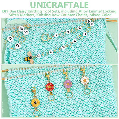 DIY Bee Daisy Knitting Tool Sets HJEW-UN00027-1