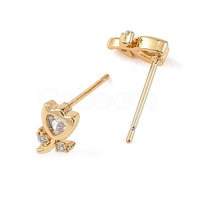 SHEGRACE Brass Micro Pave Cubic Zirconia Stud Earrings XGRQ4N541-707G-1