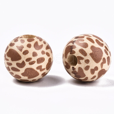 Printed Natural Wooden Beads X-WOOD-R270-06-1