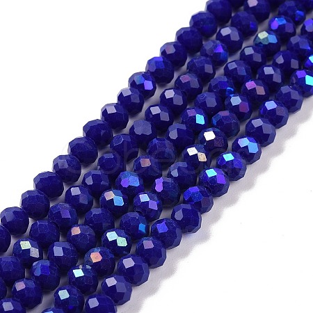 Electroplate Opaque Solid Color Glass Beads Strands EGLA-A034-P10mm-L12-1