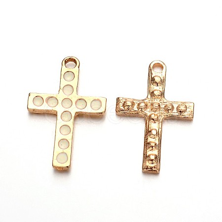 Light Gold Plated Alloy Enamel Cross Pendants ENAM-J544-03KCG-1